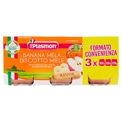 Plasmon Omogeneizzato Banana/Mela/Biscotti/Miele 120 G X 3 Pezzi